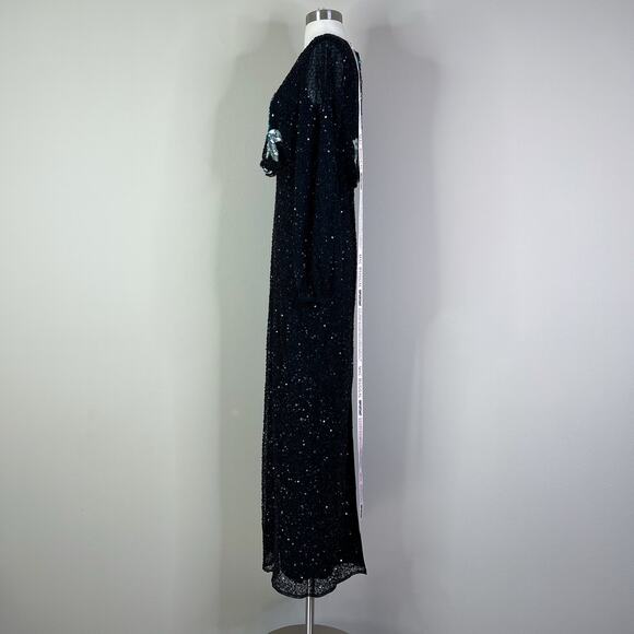 NEW Mac Duggal | Black Floral Long Sleeve High Neck Beaded Gown Formal Dress NWT - Picture 10 of 12